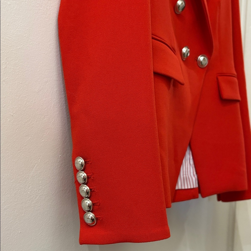 Veronica Beard orange Double-Breasted Blazer - size 8 - silver buttons - Picture 3 of 9